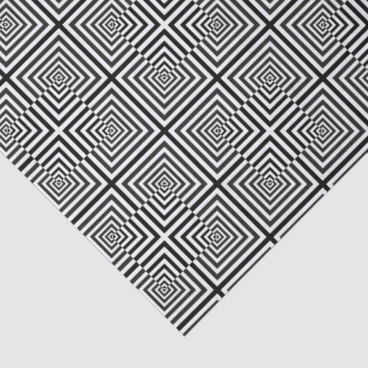 Retro Black White Squares Psychedelic Pattern Tissuepapier (Detail)