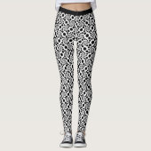 Retro Black White Swirl Pattern Stippen Yoga Leggings (Voorkant)