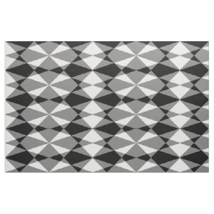 Retro Black White Triangle Diamond Squares Patroon Stof