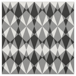 Retro Black White Triangle Diamond Squares Patroon Stof