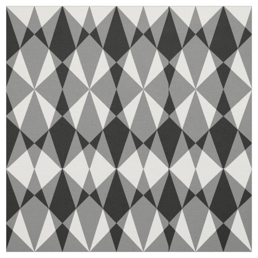 Retro Black White Triangle Diamond Squares Patroon Stof (Swatch)