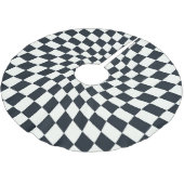 Retro Black White Warped Checkered Dorm Kerstboom Rok (Gekanteld)