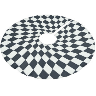 Retro Black White Warped Checkered Dorm Kerstboom Rok