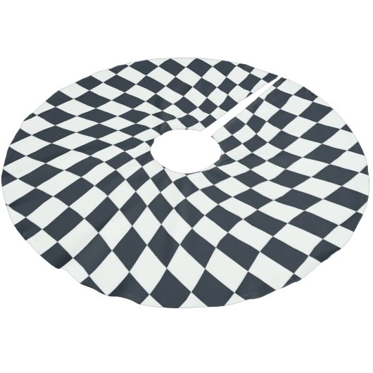 Retro Black White Warped Checkered Dorm Kerstboom Rok (Gekanteld)