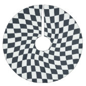 Retro Black White Warped Checkered Dorm Kerstboom Rok (Voorkant)