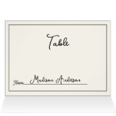 Retro Black White  Wedding Place Card (Binnen Horizontaal (Boven))