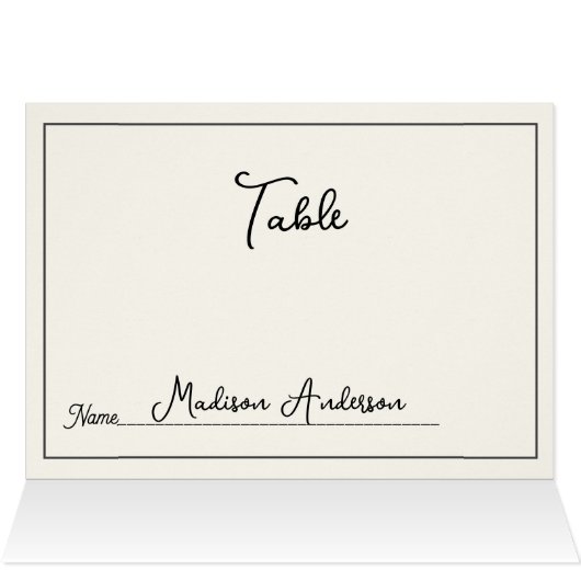 Retro Black White  Wedding Place Card (Binnen Horizontaal (Boven))