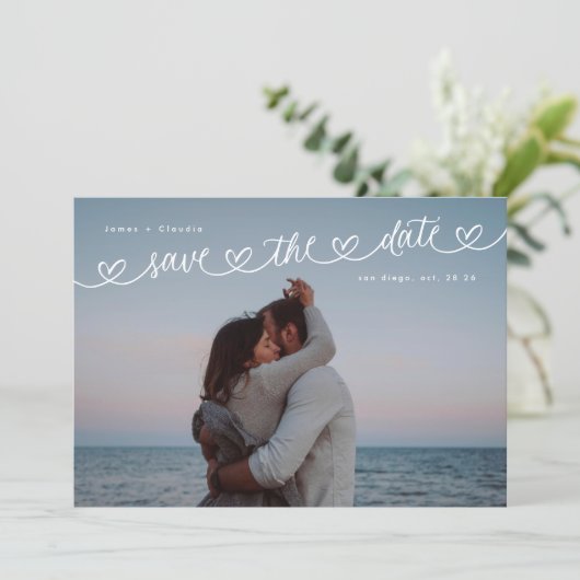 Retro Black & White Wedding Website QR Code Photo Save The Date (Staand voorkant)