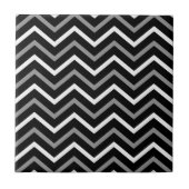 Retro Black White Zigzag Pattern Tegeltje (Voorkant)