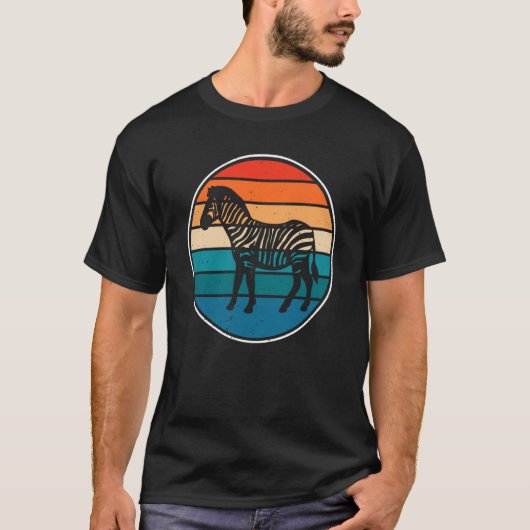 Retro Black zebra stijlvol zebra T-shirt (Voorkant)
