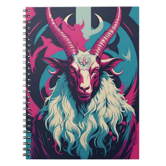 Retro blacklight vibe occulte satanische baphomet notitieboek (Voorkant)