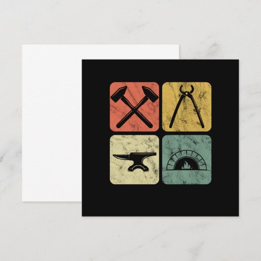 Retro Blacksmith Symbols Anvil Forge Farrier Gift Kaart (Voorkant / Achterkant)