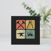Retro Blacksmith Symbols Anvil Forge Farrier Gift Kaart (Staand voorkant)