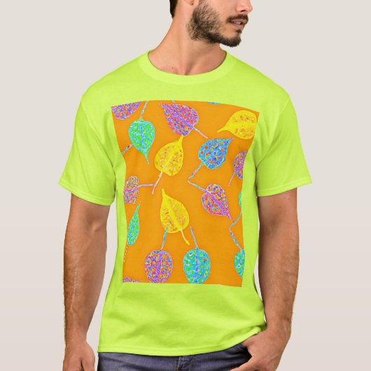Retro Blad Patroon T-shirt (Voorkant)