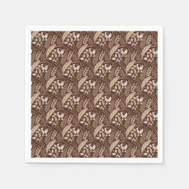 Retro bladbruin Elegant Botanisch Servet