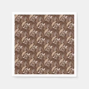 Retro bladbruin Elegant  Botanisch Servet