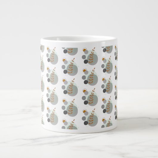 Retro bladpatroon grote koffiekop (Voorkant)