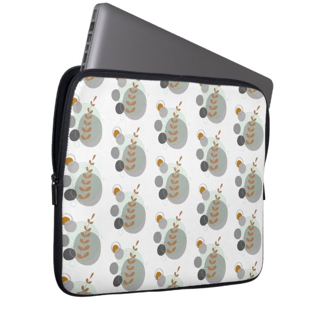 Retro bladpatroon laptop sleeve (Voorkant Rechts)