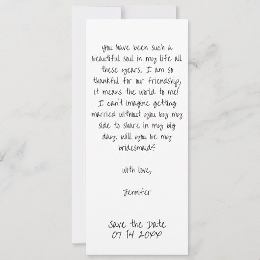 Retro Bladwijzer 3 Fotostrip Bruidsmeisje Voorstel Save The Date (Achterkant)