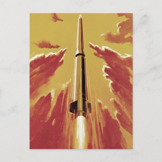 Retro Blast Off Rocket Briefkaart (Voorkant)