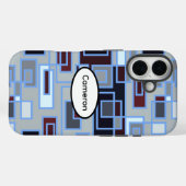 Retro Blau en Grijs Rechthoeken Case-Mate iPhone Case (Achterkant (horizontaal))