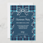 Retro Blau Karo Whimsical Kerstmis Kaart (Voorkant)