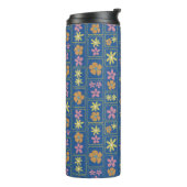 Retro Blau Patchwork Bloem Thermosbeker (Gedraaid links)