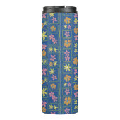 Retro Blau Patchwork Bloem Thermosbeker (Achterkant)