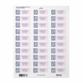 Retro Blau Roze Geruite Kerstman Kerstmis Etiket (Full Sheet)