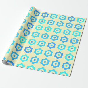 Retro Blau Tandwiel Naadloos Patroon Cadeaupapier