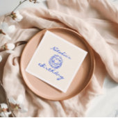 Retro Blauw 50e Hand getrokken Cake Milestone Verj Servet