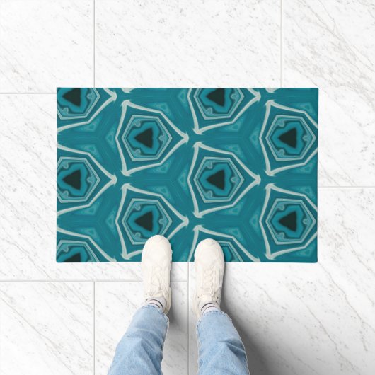 Retro Blauw Abstracte Moderne Print Deurmat (Binnen)