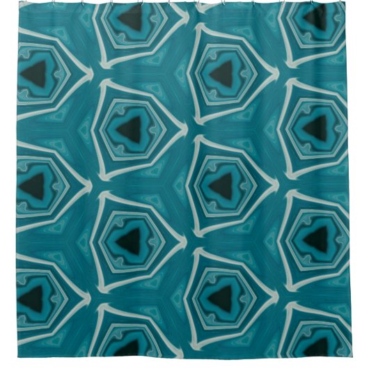 Retro Blauw Abstracte Moderne Print Douchegordijn (Voorkant)