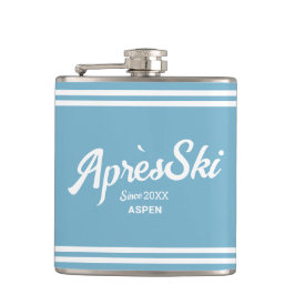 Retro Blauw Apres Ski Aangepast Skioord & Jaar Heupfles