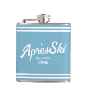 Retro Blauw Apres Ski Aangepast Skioord & Jaar Heupfles