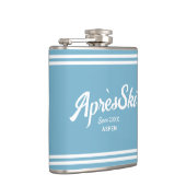 Retro Blauw Apres Ski Aangepast Skioord & Jaar Heupfles (Rechts)