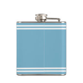 Retro Blauw Apres Ski Aangepast Skioord & Jaar Heupfles (Achterkant)