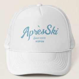 Retro blauw Apres Ski Custom Ski Resort Party Trucker Pet