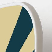 Retro Blauw &Beige Strepen Script Minimalistische Pickleball Paddle (Links Detail)