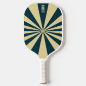 Retro Blauw &Beige Strepen Script Minimalistische Pickleball Paddle (Voorkant)