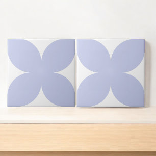 Retro Blauw Bloemblaadje Mid Century Modern Design Tegeltje