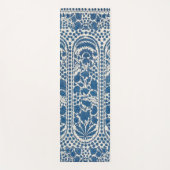 Retro Blauw Bloemen Antiek Abstract Patroon Yogamat (Voorkant)