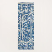 Retro Blauw Bloemen Antiek Abstract Patroon Yogamat (Achterkant)