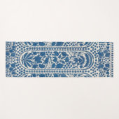 Retro Blauw Bloemen Antiek Abstract Patroon Yogamat (Voorkant (horizontaal))
