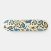 Retro Blauw Bloemen Patroon Cool Trendy Persoonlijk Skateboard (Horizontaal)