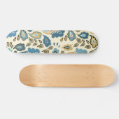 Retro Blauw Bloemen Patroon Cool Trendy Persoonlijk Skateboard (Horizontaal)