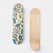 Retro Blauw Bloemen Patroon Cool Trendy Persoonlijk Skateboard (Voorkant)