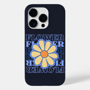 Retro Blauw Bloemen Typografie Bloemen Liefhebber Case-Mate iPhone 14 Pro Hoesje
