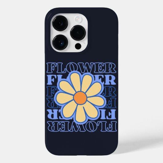 Retro Blauw Bloemen Typografie Bloemen Liefhebber Case-Mate iPhone Case (Achterkant)