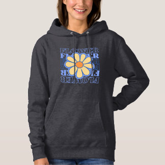 Retro Blauw Bloemen Typografie Bloemen Liefhebber Hoodie